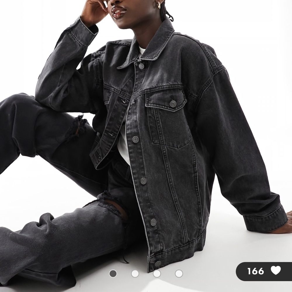 NEVER WORN ASOS 90’s Oversized Denim Jacket Washed Black